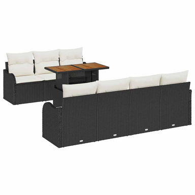 Tuin Sofa Set 8 st Zwart en crème