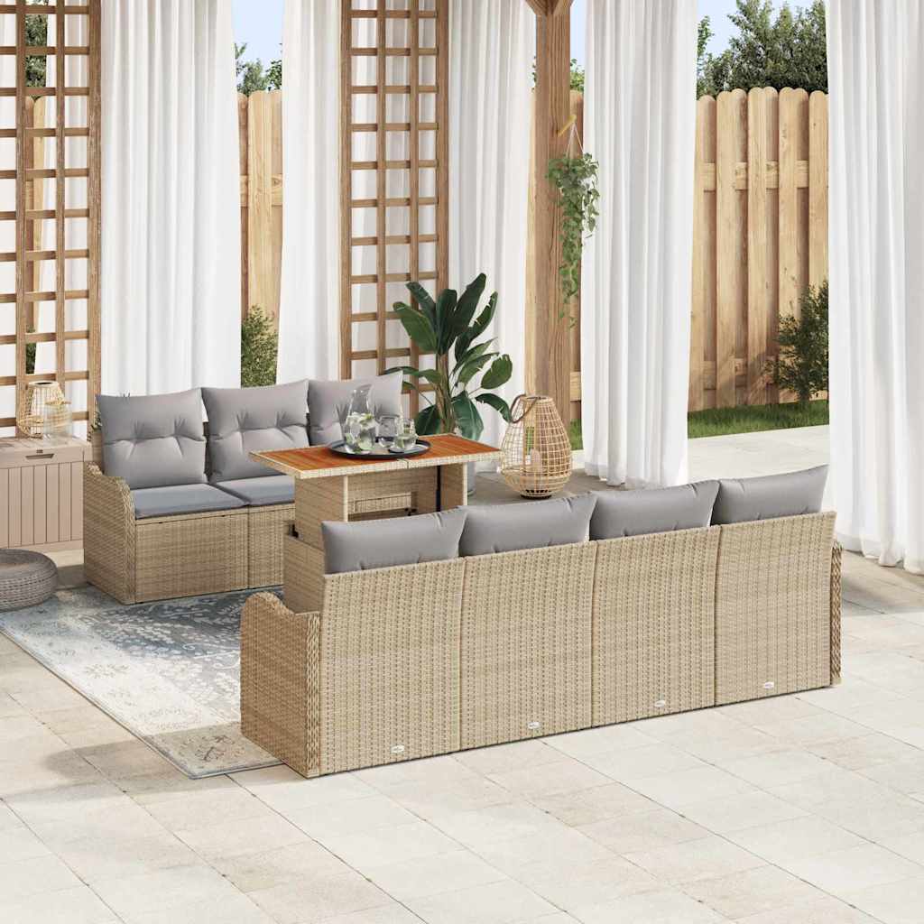 Tuin Sofa Set 8 st beige en lichtgrijs