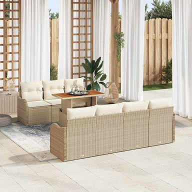 Tuin Sofa Set 8 st beige en crèmekleurig