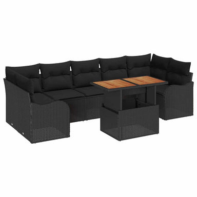 Tuinbankenset 8 st Zwart poly rattan