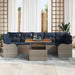 Tuinbankenset 8 st Grijs en Marineblauw poly rattan