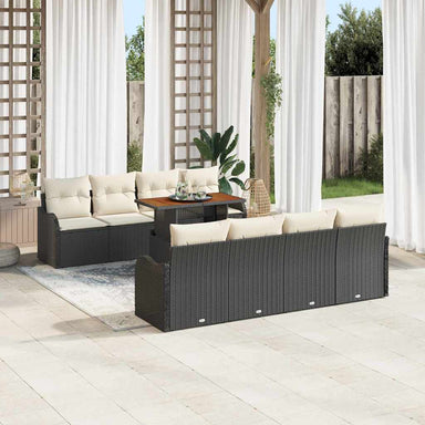 Tuin Sofa Set 7 st Zwart en crème