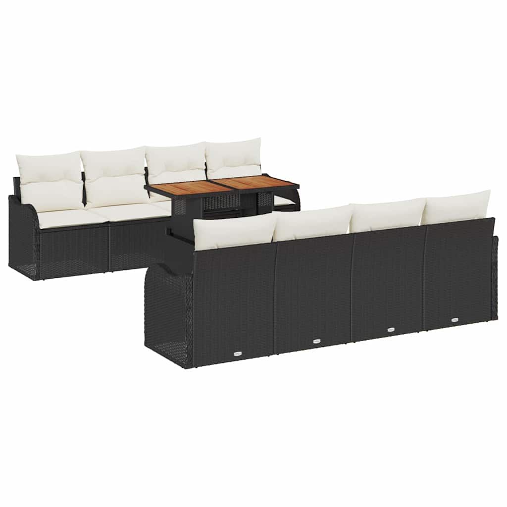 Tuin Sofa Set 7 st Zwart en crème