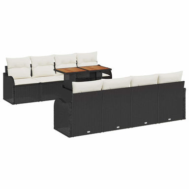 Tuin Sofa Set 7 st Zwart en crème