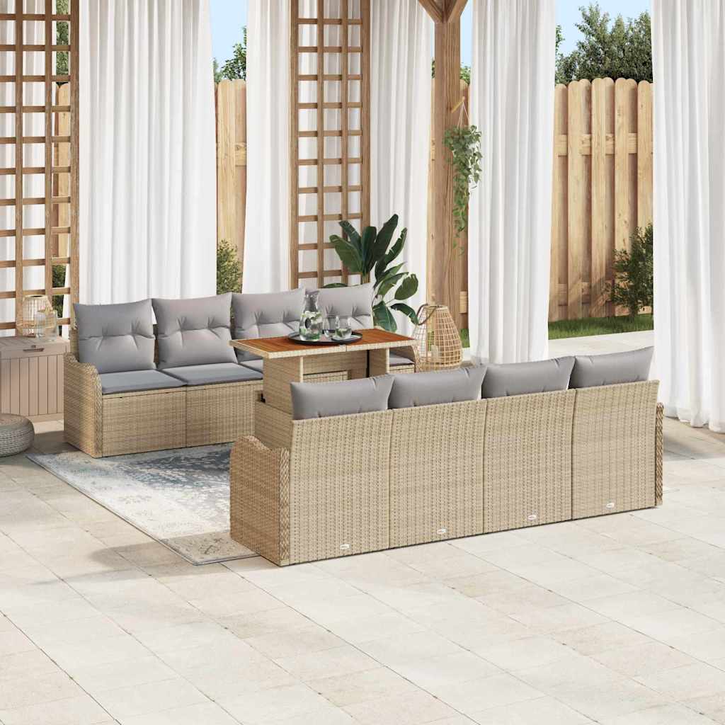 Tuin Sofa Set 7 st beige en lichtgrijs