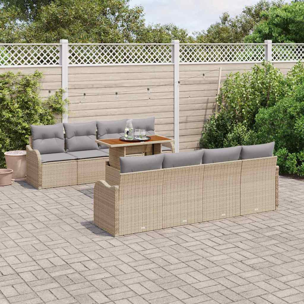 Tuin Sofa Set 7 st beige en lichtgrijs