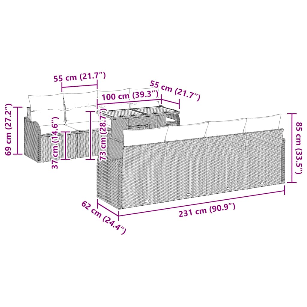 Tuin Sofa Set 7 st beige en lichtgrijs