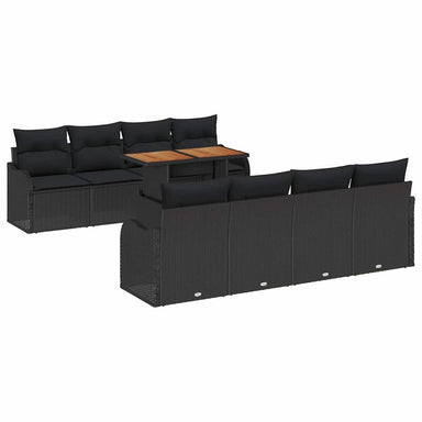 Tuin Sofa Set 7 st Zwart