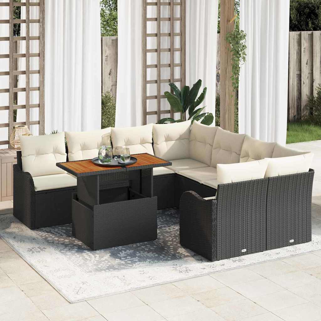 Tuin Sofa Set 7 st 6-Aantal zitplaatsen Zwart en crème