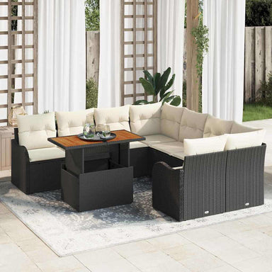 Tuin Sofa Set 7 st 6-Aantal zitplaatsen Zwart en crème