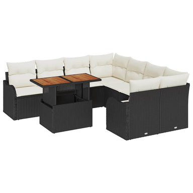 Tuin Sofa Set 7 st 6-Aantal zitplaatsen Zwart en crème
