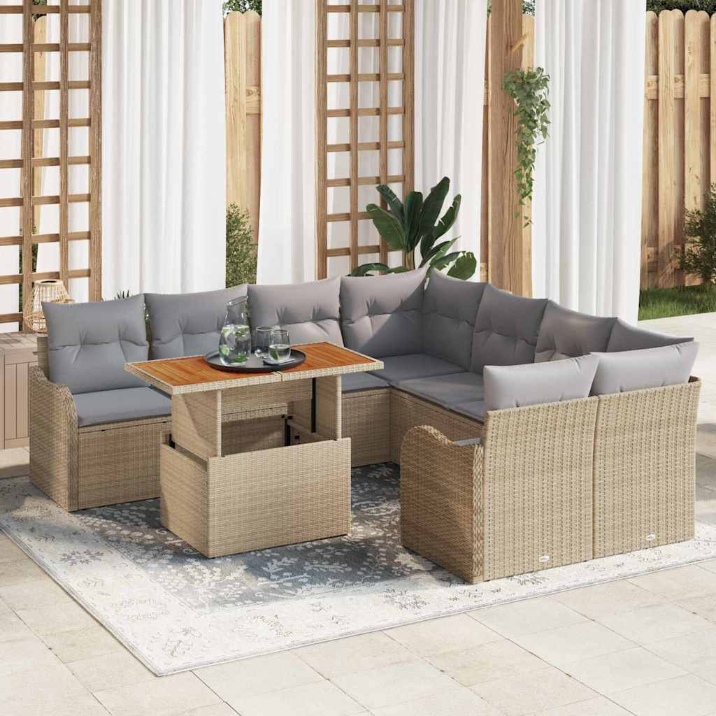 Tuin Sofa Set 7 st 6-Aantal zitplaatsen beige en lichtgrijs