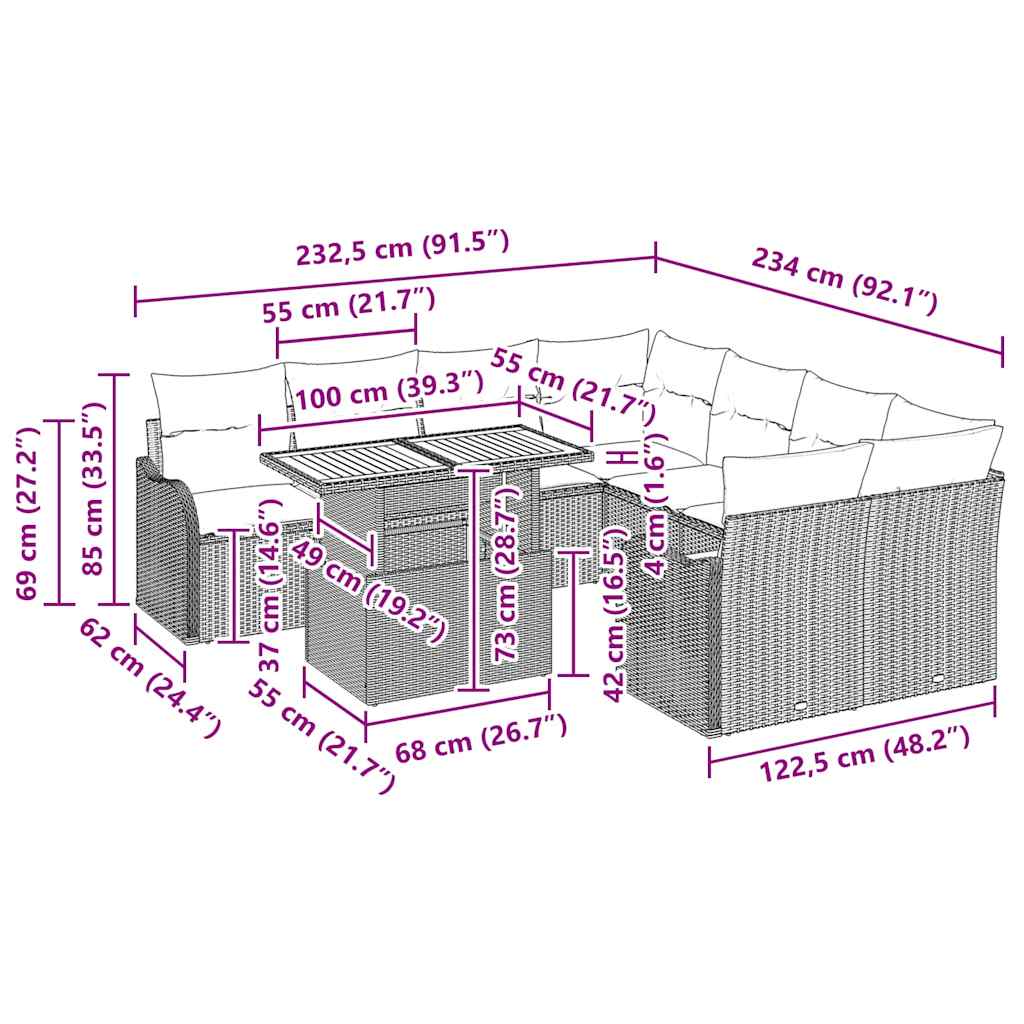 Tuin Sofa Set 7 st 6-Aantal zitplaatsen beige en crèmekleurig