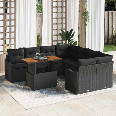 Tuin Sofa Set 7 st 6-Aantal zitplaatsen Zwart