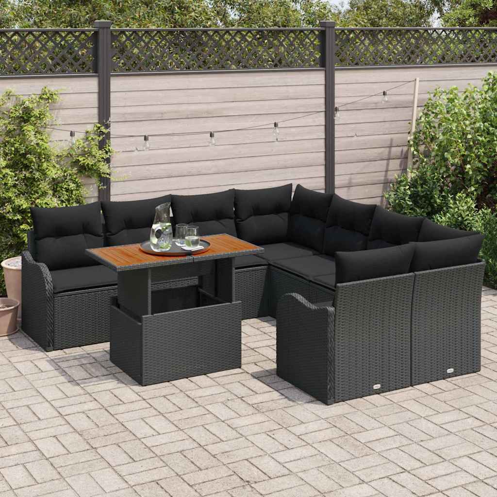 Tuin Sofa Set 7 st 6-Aantal zitplaatsen Zwart