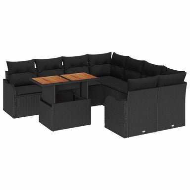 Tuin Sofa Set 7 st 6-Aantal zitplaatsen Zwart