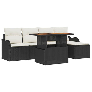 Tuinbankenset 6 st Zwart en Crème poly rattan
