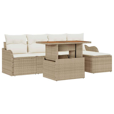 Tuinbankenset 6 st Beige en Crème poly rattan