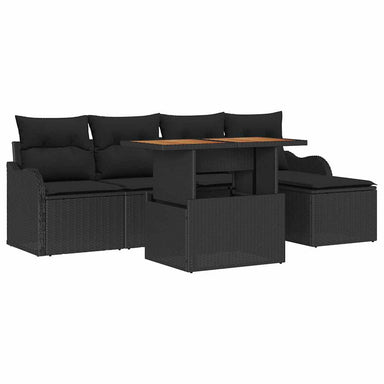 Tuinbankenset 6 st Zwart poly rattan