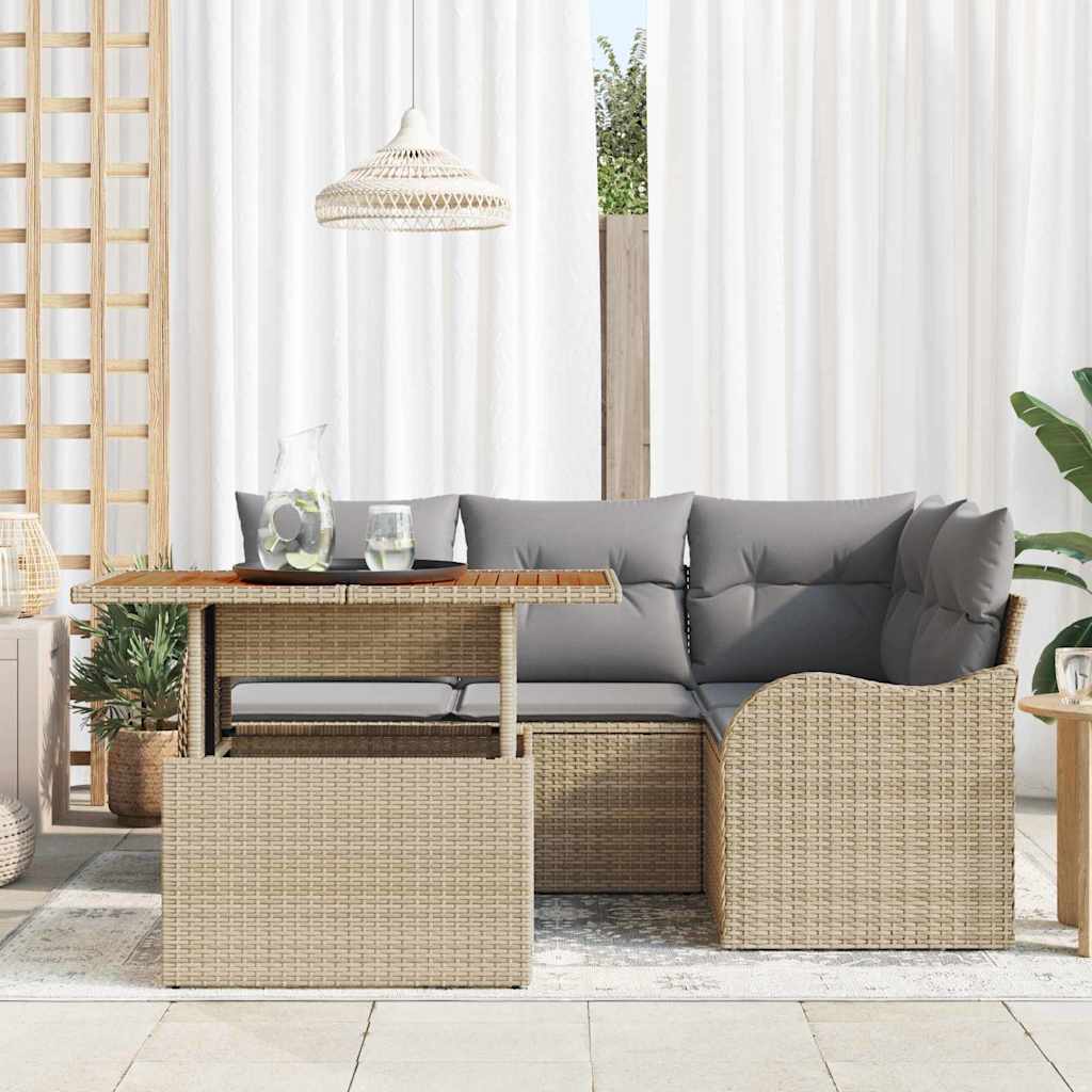 Tuinbankenset 5 st 4-Aantal zitplaatsen Beige en Licht Grijs
