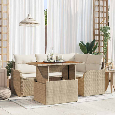 Tuinbankenset 5 st 4-Aantal zitplaatsen Beige en Crème