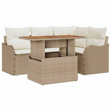 Tuinbankenset 5 st 4-Aantal zitplaatsen Beige en Crème