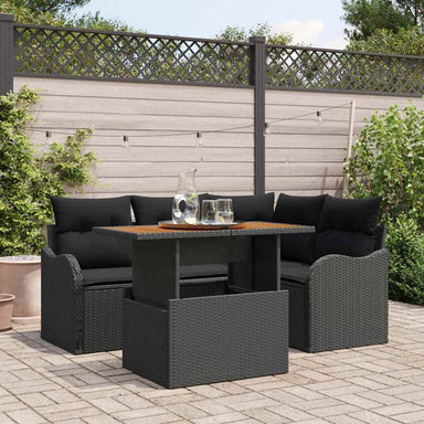Tuinbankenset 5 st 4-Aantal zitplaatsen Zwart poly rattan