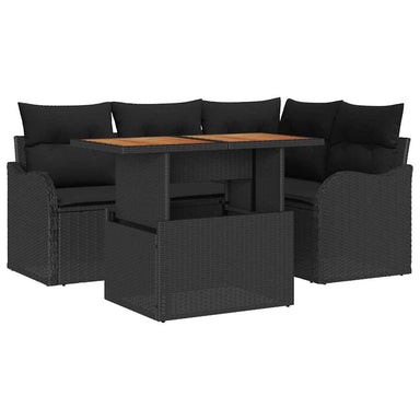 Tuinbankenset 5 st 4-Aantal zitplaatsen Zwart poly rattan