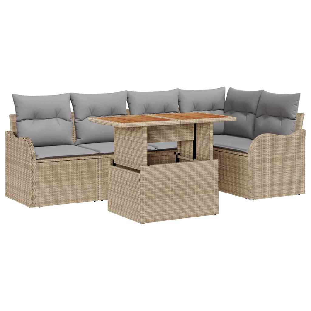 Tuinbankenset 6 st 5-Aantal zitplaatsen Beige en Licht Grijs