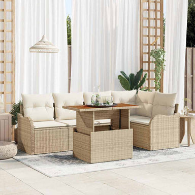 Tuinbankenset 6 st 5-Aantal zitplaatsen Beige en Crème
