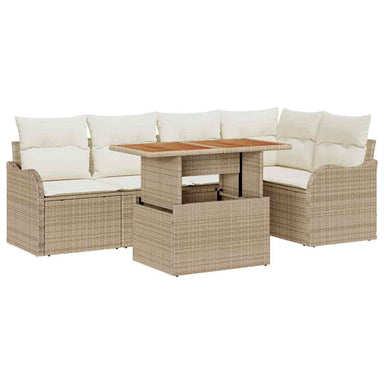 Tuinbankenset 6 st 5-Aantal zitplaatsen Beige en Crème