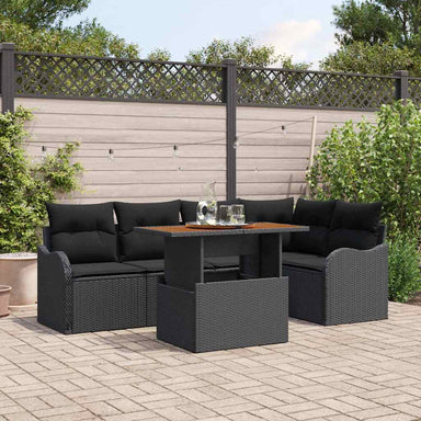 Tuinbankenset 6 st 5-Aantal zitplaatsen Zwart poly rattan