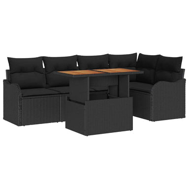 Tuinbankenset 6 st 5-Aantal zitplaatsen Zwart poly rattan