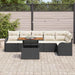 Tuin Sofa Set 7 st 6-Aantal zitplaatsen Zwart en crème
