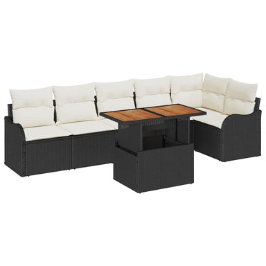 Tuin Sofa Set 7 st 6-Aantal zitplaatsen Zwart en crème