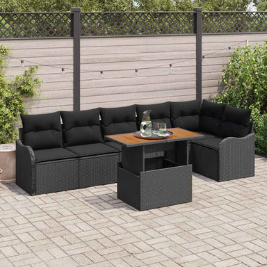Tuin Sofa Set 7 st 6-Aantal zitplaatsen Zwart