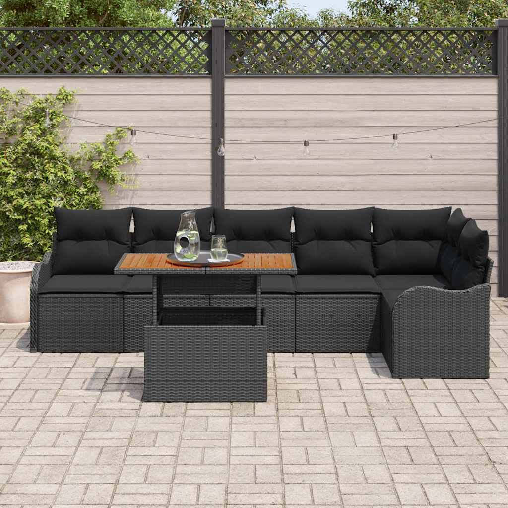Tuin Sofa Set 7 st 6-Aantal zitplaatsen Zwart