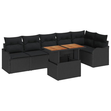 Tuin Sofa Set 7 st 6-Aantal zitplaatsen Zwart