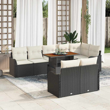 Tuin Sofa Set 9 st 8-Aantal zitplaatsen Zwart en crème