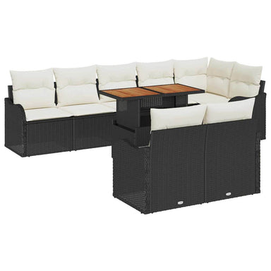 Tuin Sofa Set 9 st 8-Aantal zitplaatsen Zwart en crème