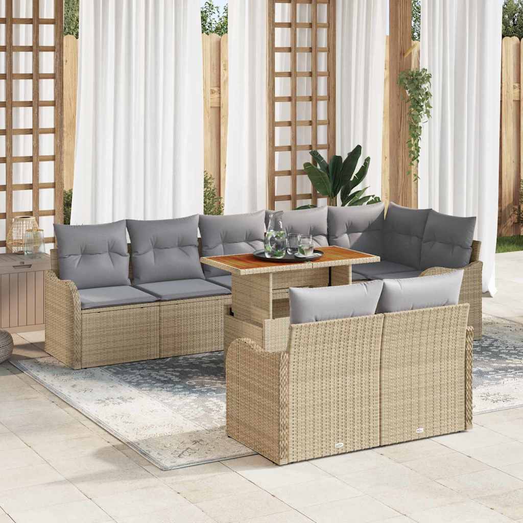 Tuin Sofa Set 9 st 8-Aantal zitplaatsen beige en lichtgrijs