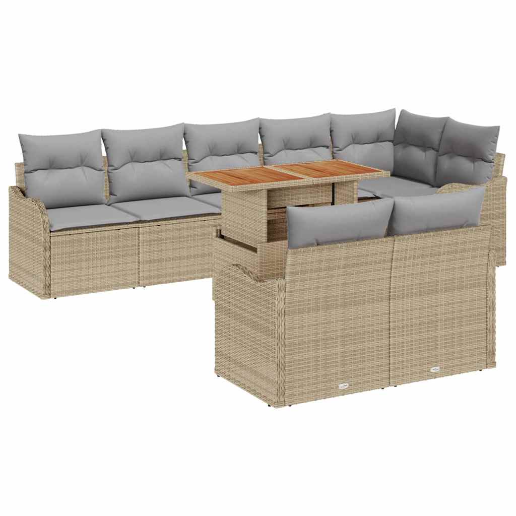 Tuin Sofa Set 9 st 8-Aantal zitplaatsen beige en lichtgrijs