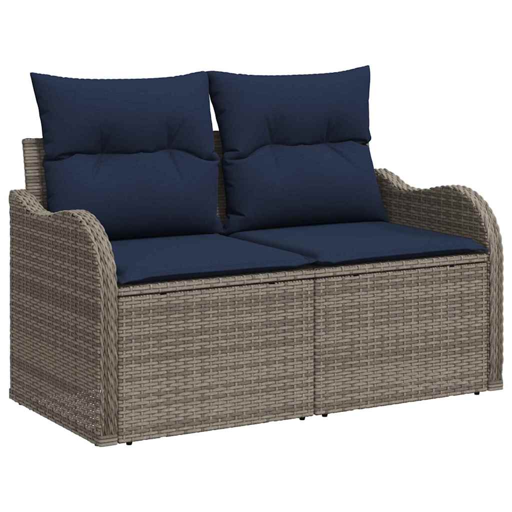 Tuinbankenset 9 st 8-Aantal zitplaatsen Grijs en Marineblauw