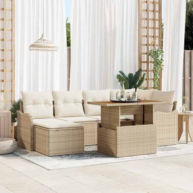Tuin Sofa Set 7 st beige en crèmekleurig
