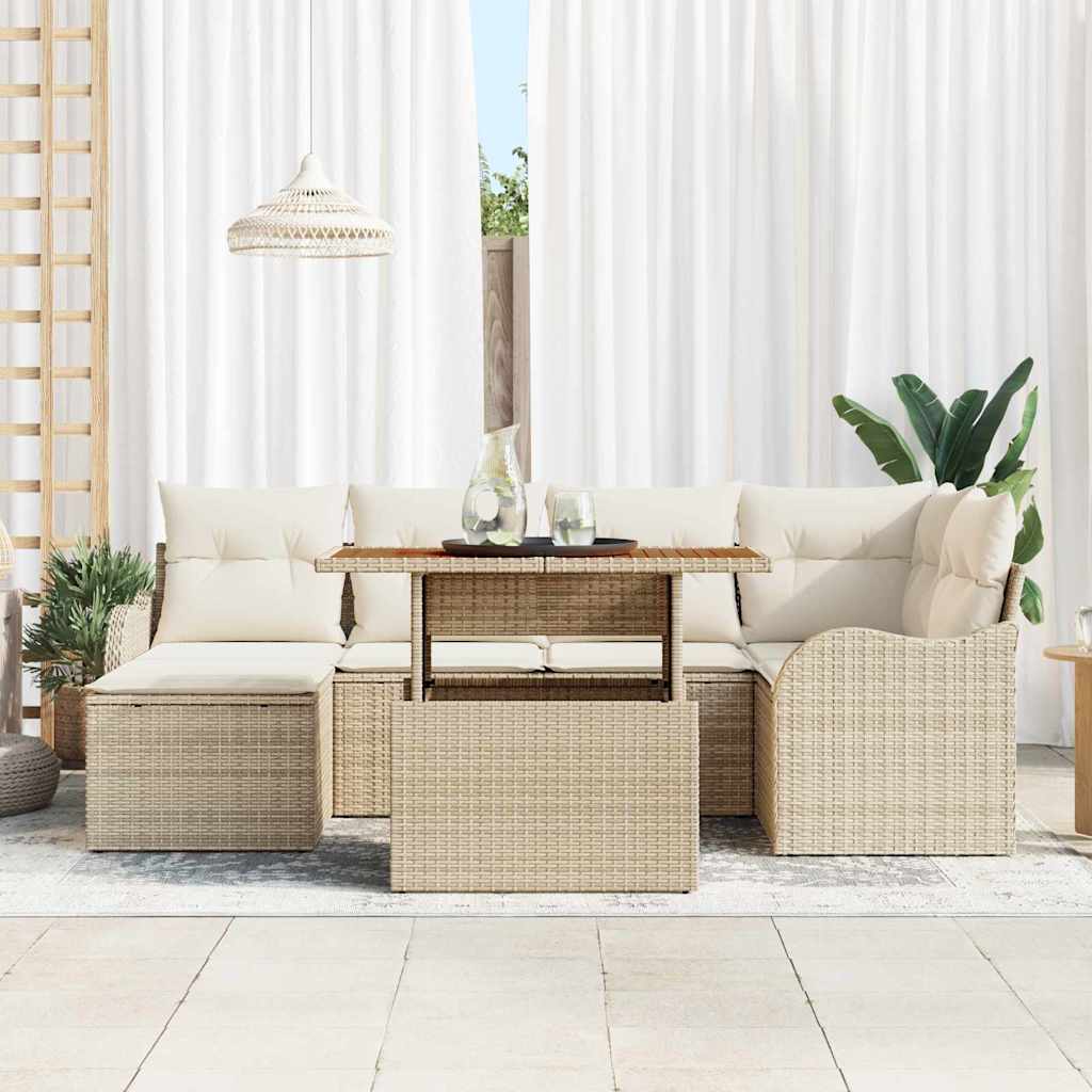 Tuin Sofa Set 7 st beige en crèmekleurig
