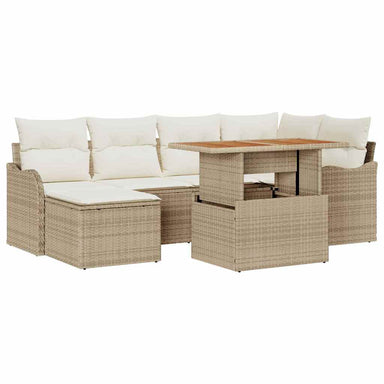Tuin Sofa Set 7 st beige en crèmekleurig