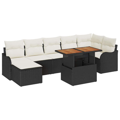 Tuin Sofa Set 8 st Zwart en crème