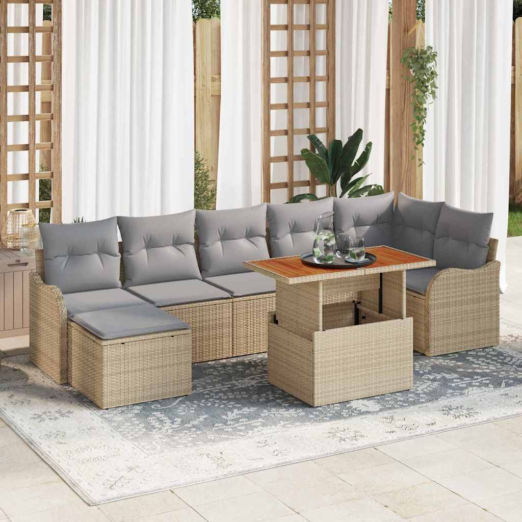 Tuin Sofa Set 8 st beige en lichtgrijs