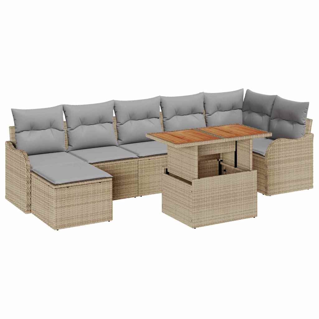 Tuin Sofa Set 8 st beige en lichtgrijs