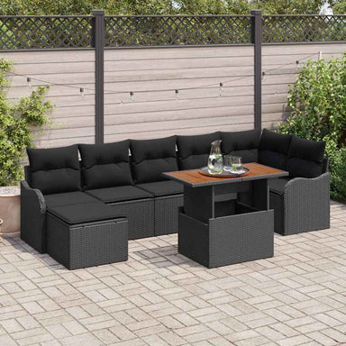Tuin Sofa Set 8 st Zwart